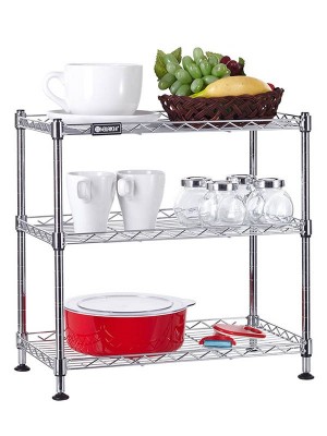 三層網格桌面置物架電鍍鉻廚房貨架收納架-川井