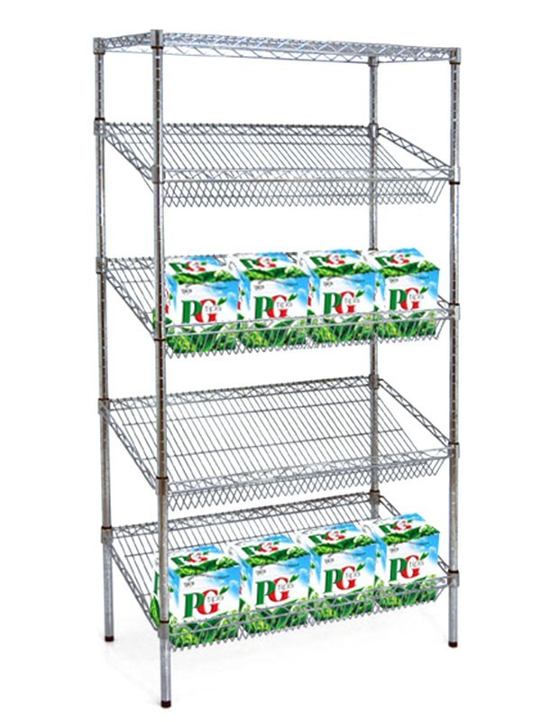 工業斜鍍網籃鉻展示貨架