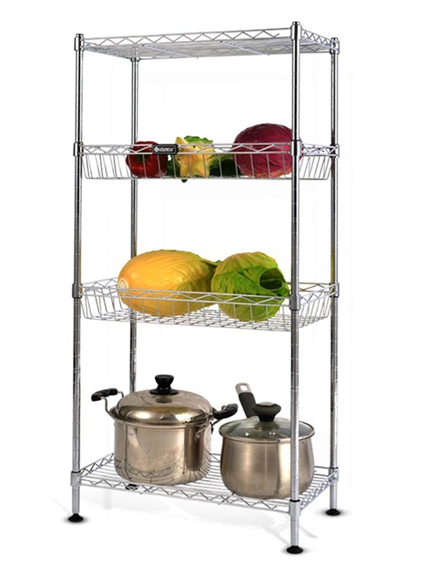 大容量四層金屬網籃置物架