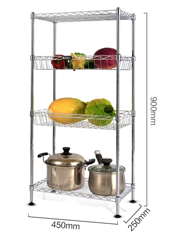 大容量四層金屬網籃置物架